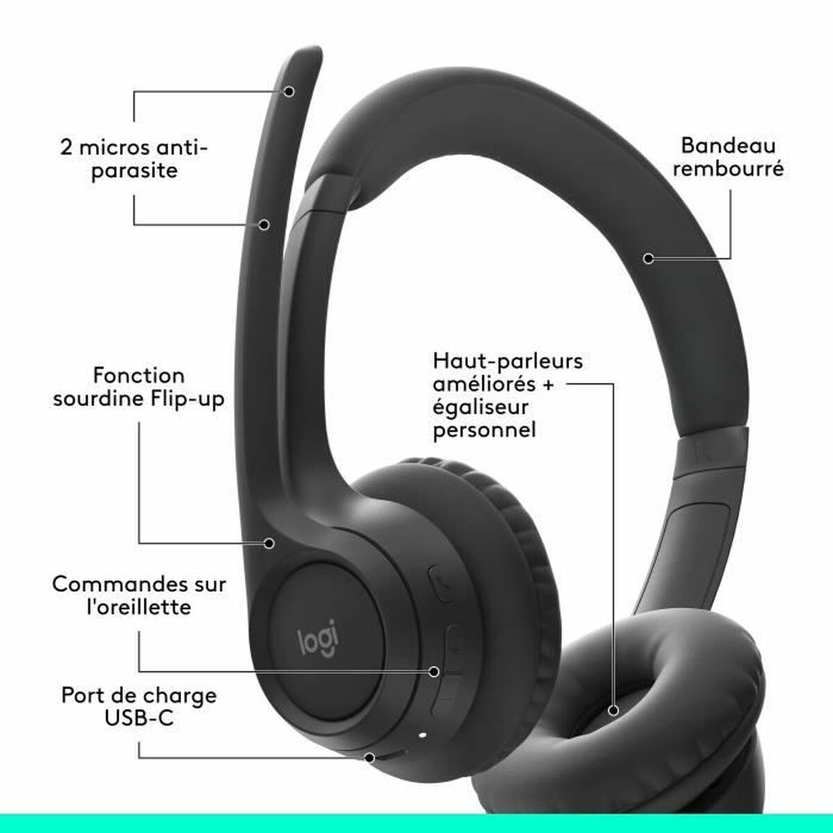 Hovedtelefoner Logitech 981-001407 Sort